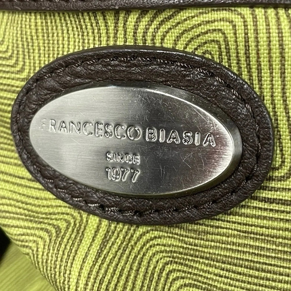 Francesco Biasia Brown 100% Calf Leather Perforated Fringe Bucket Bag Hobo - Picture 4 of 15